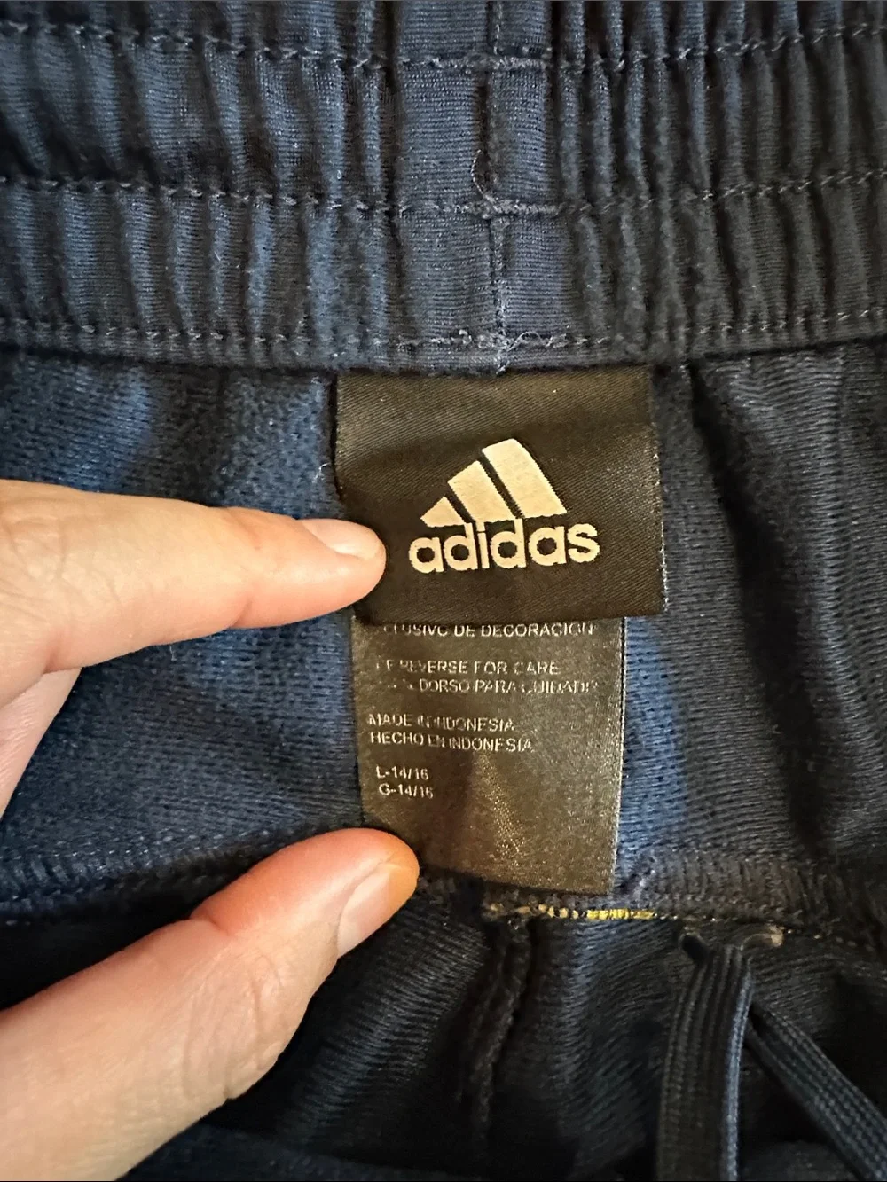 adidas Navy Track Pants with Yellow Side Stripes